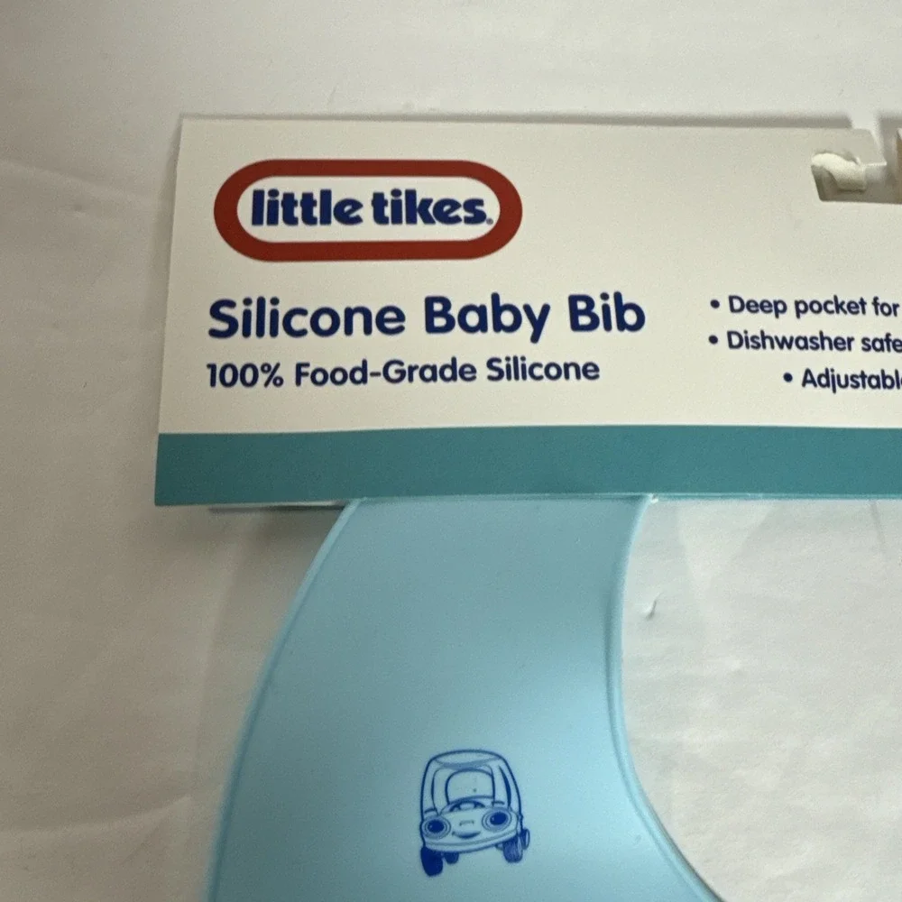 LITTLE TIKES Blue‎ Silicone BABY BIB Deep Pocket & Adjust. Strap BPA+Phthal. NEW